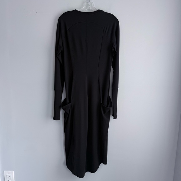 Lululemon Om and On Dress Black L Long Sleeve Midi Sheath Thumbholes Pockets - Picture 6 of 16
